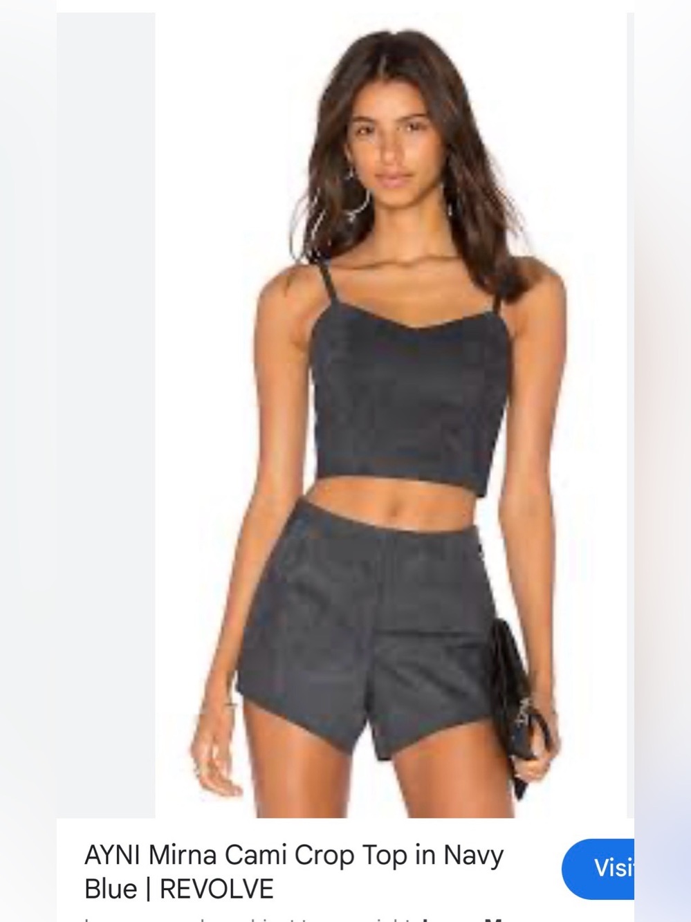 Navy grey Cropped Cami suede leather designer ayni medium as is shop revolve
